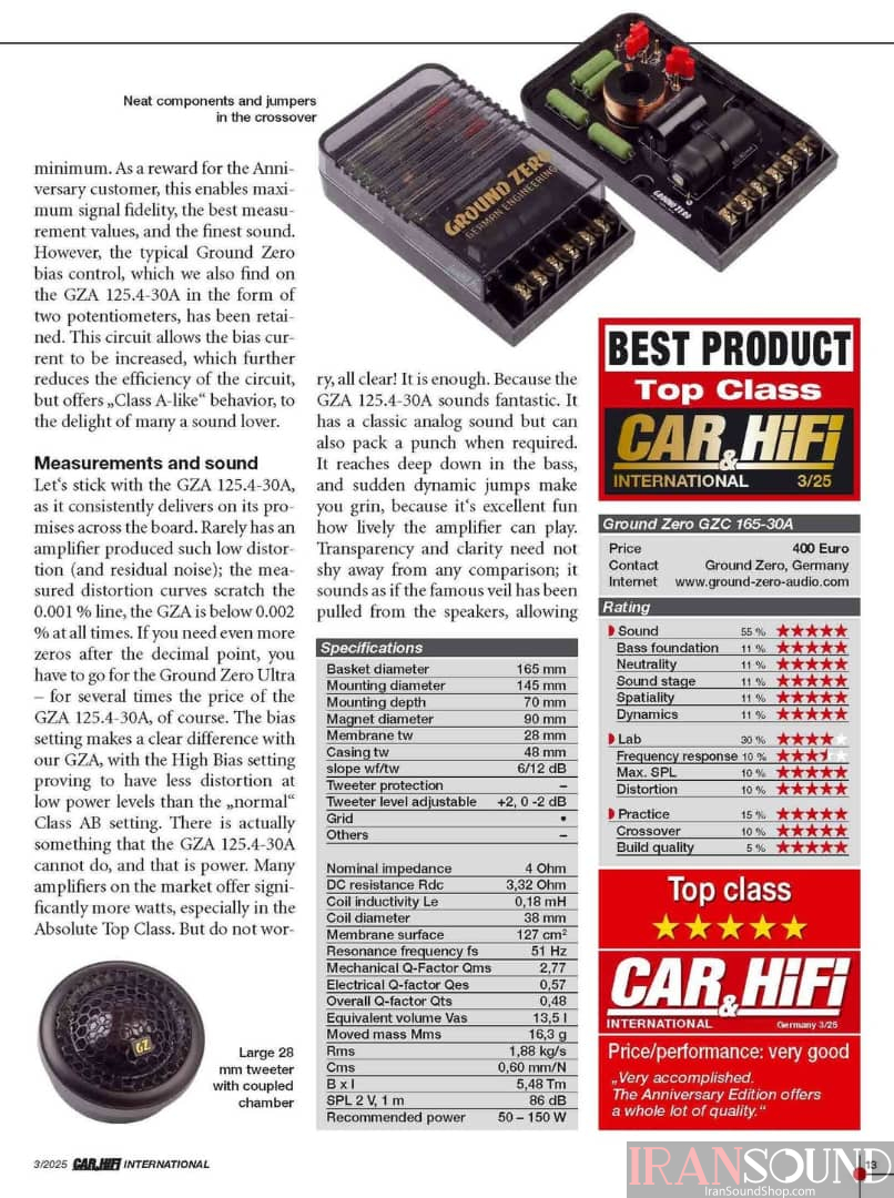 جایزه بین المللی CAR & HIFI کامپوننت گراند زیرو